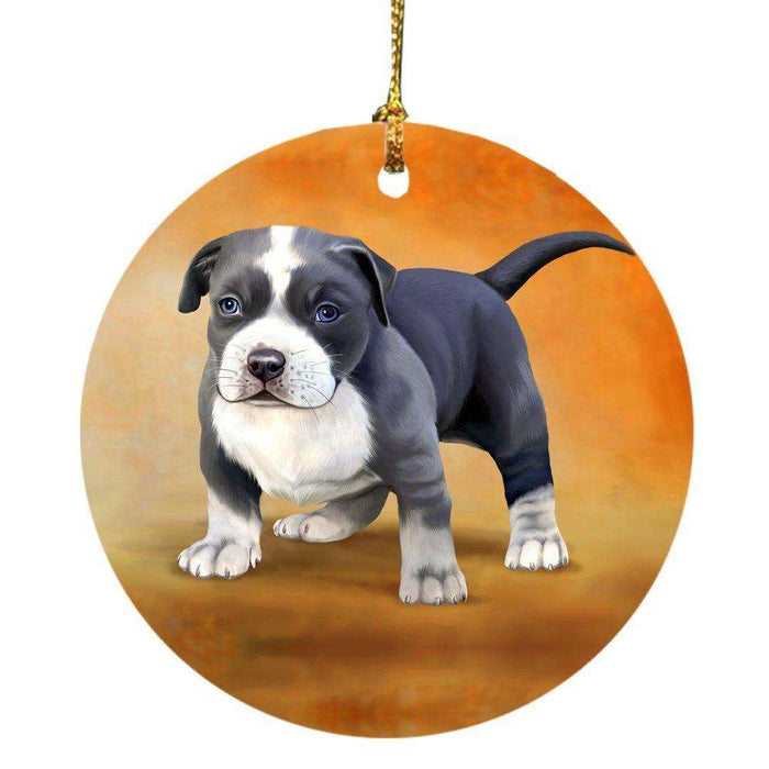 Pit Bull Dog Round Christmas Ornament