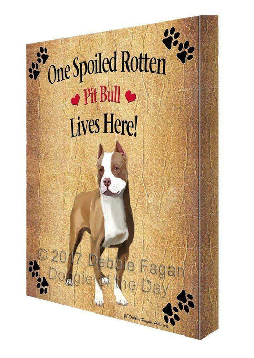 Pit Bull Spoiled Rotten Dog Canvas Wall Art D534