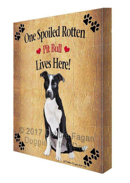 Pit Bull Spoiled Rotten Dog Canvas Wall Art D535