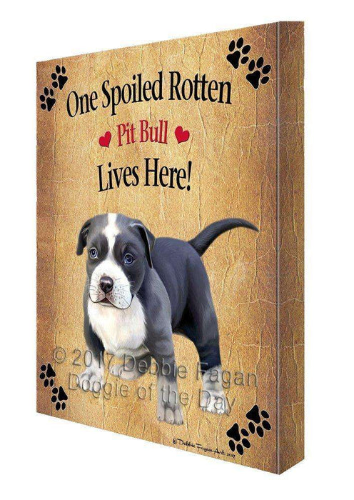 Pit Bull Spoiled Rotten Dog Canvas Wall Art D536