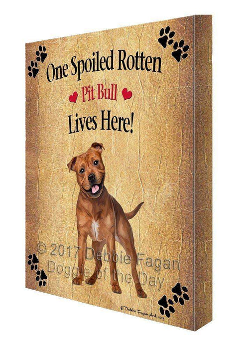 Pit Bull Spoiled Rotten Dog Canvas Wall Art D538