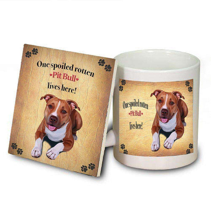 Pit Bull Spoiled Rotten Dog Coaster and Mug Combo Gift Set