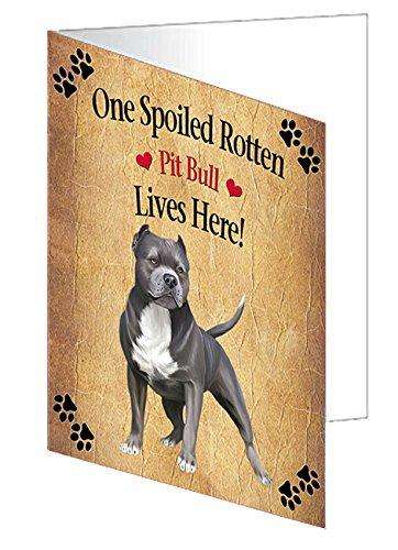 Pit Bull Spoiled Rotten Dog Handmade Artwork Assorted Pets Greeting Cards and Note Cards with Envelopes for All Occasions and Holiday Seasons
