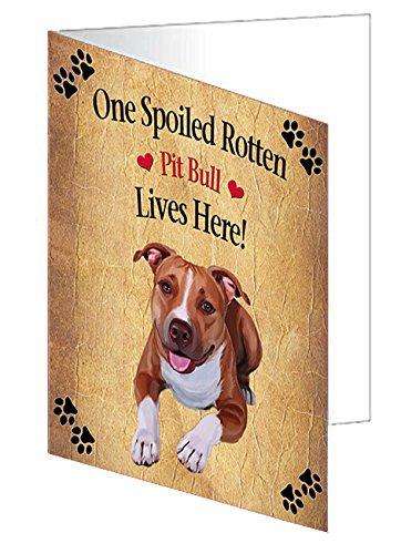 Pit Bull Spoiled Rotten Dog Handmade Artwork Assorted Pets Greeting Cards and Note Cards with Envelopes for All Occasions and Holiday Seasons