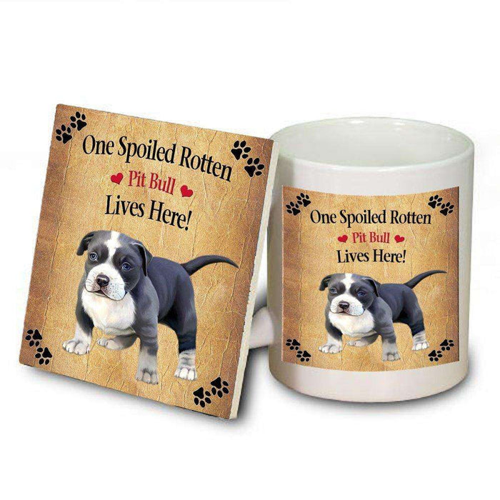 Pit Bull Spoiled Rotten Dog Mug and Coaster Set