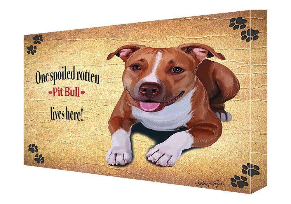 Pit Bull Spoiled Rotten Dog Painting Printed on Canvas Wall Art Signed