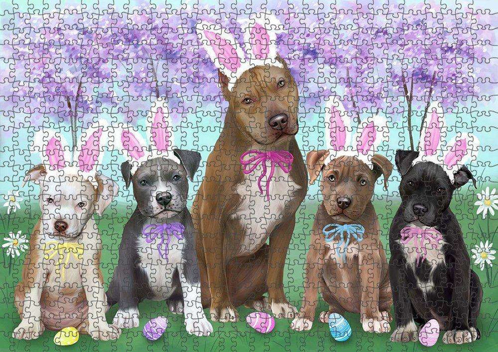 Pit Bulls Dog Easter Holiday Puzzle with Photo Tin PUZL51561