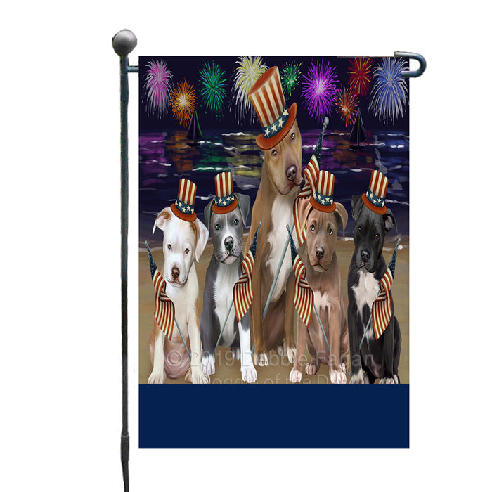 Personalized 4th of July Firework Pit Bull Dogs Custom Garden Flags GFLG-DOTD-A58010
