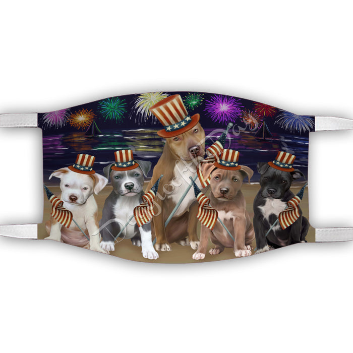 4th of July Independence Day Pitbull Dogs Face Mask FM49426