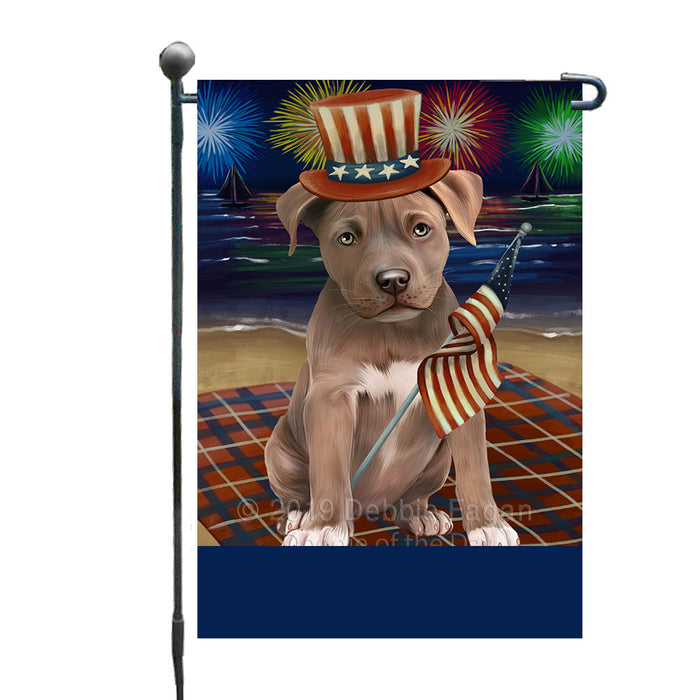 Personalized 4th of July Firework Pit Bull Dog Custom Garden Flags GFLG-DOTD-A58011