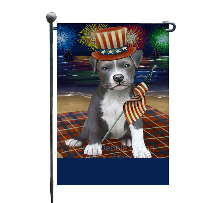 Personalized 4th of July Firework Pit Bull Dog Custom Garden Flags GFLG-DOTD-A58012