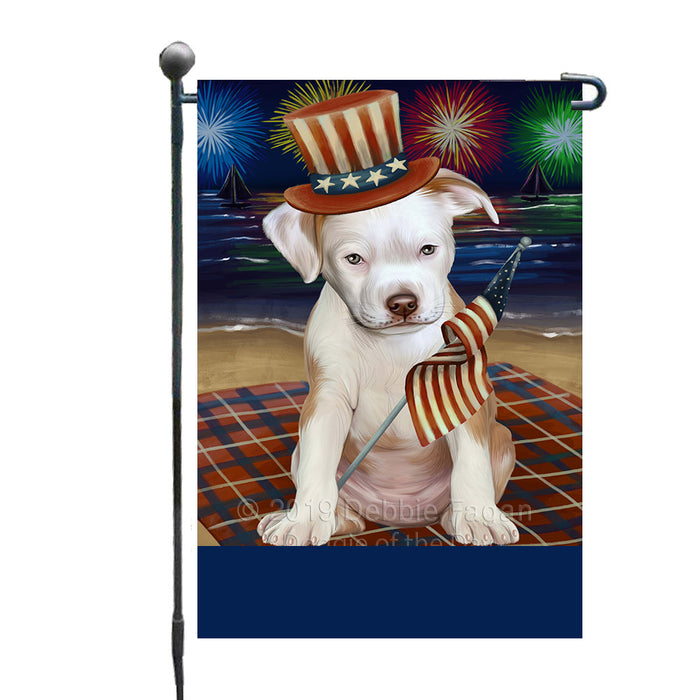 Personalized 4th of July Firework Pit Bull Dog Custom Garden Flags GFLG-DOTD-A58013