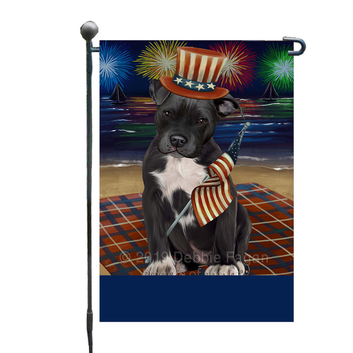 Personalized 4th of July Firework Pit Bull Dog Custom Garden Flags GFLG-DOTD-A58014