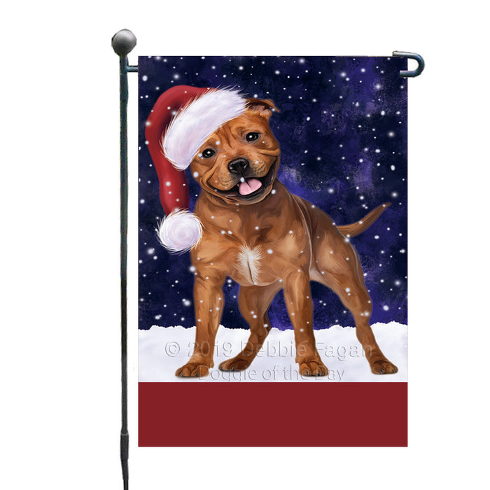 Personalized Let It Snow Happy Holidays Pit Bull Dog Custom Garden Flags GFLG-DOTD-A62388