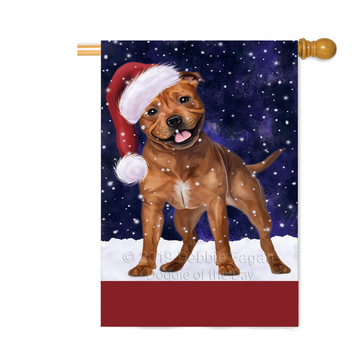 Personalized Let It Snow Happy Holidays Pit Bull Dog Custom House Flag FLG-DOTD-A62444