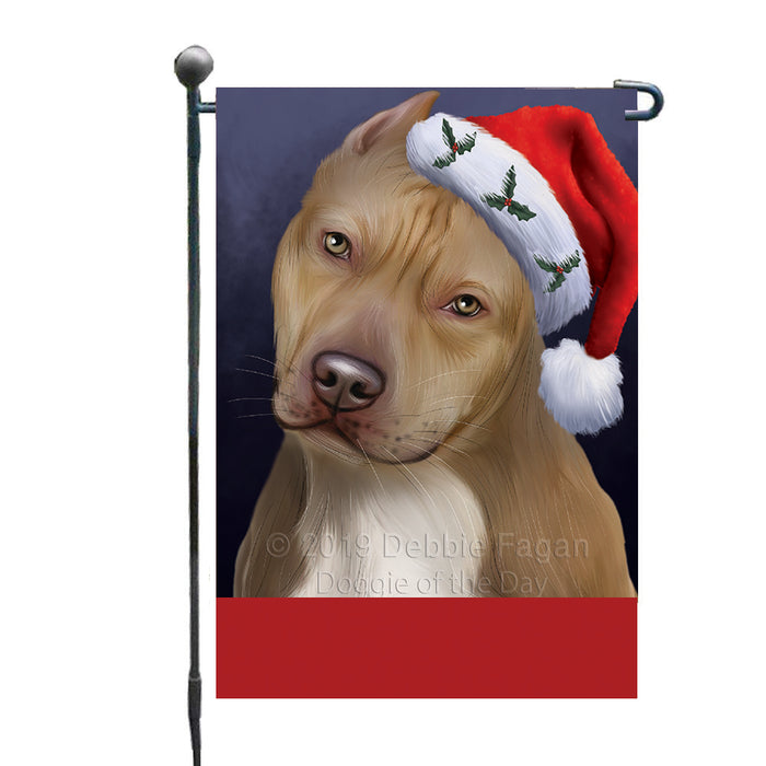 Personalized Christmas Holidays Pit Bull Dog Wearing Santa Hat Portrait Head Custom Garden Flags GFLG-DOTD-A59845