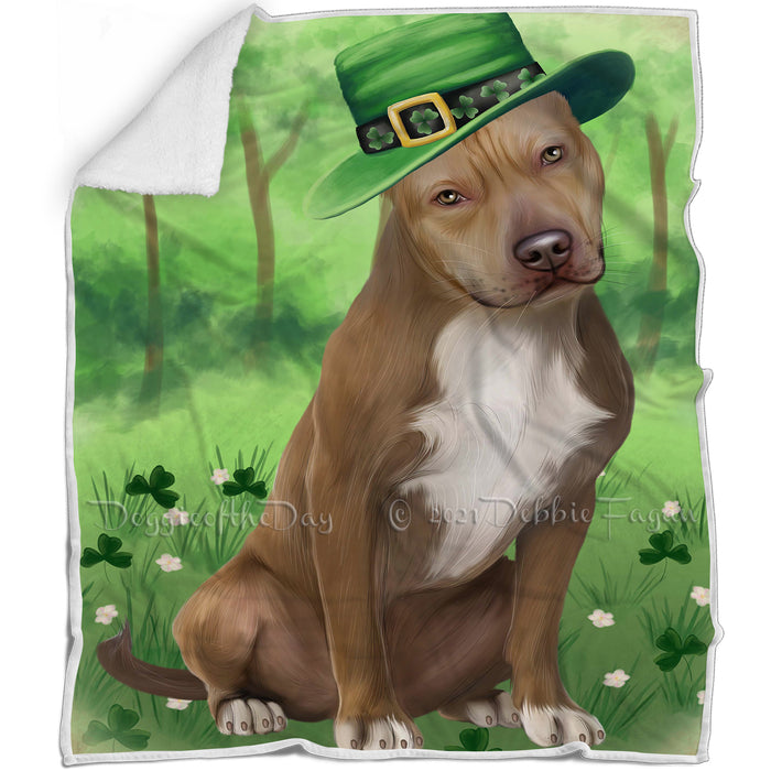 St. Patricks Day Irish Portrait Pit Bull Dog Blanket BLNKT58557