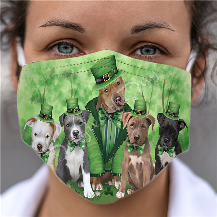 St. Patricks Day Irish Pitbull Dogs Face Mask FM50173