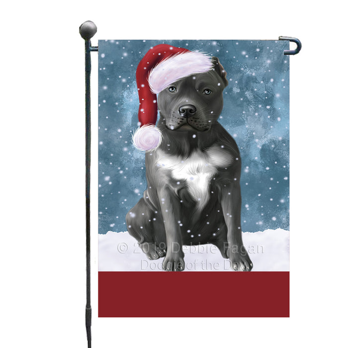 Personalized Let It Snow Happy Holidays Pit Bull Dog Custom Garden Flags GFLG-DOTD-A62391