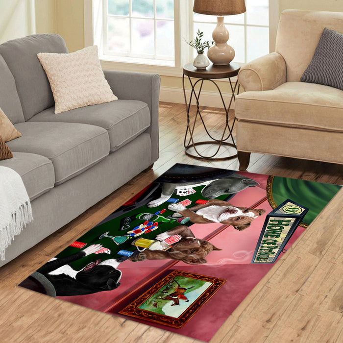 Home of  Pit Bull Dogs Playing Poker Area Rug