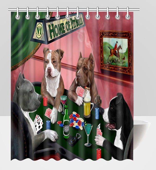Home of  Pit Bull Dogs Playing Poker Shower Curtain