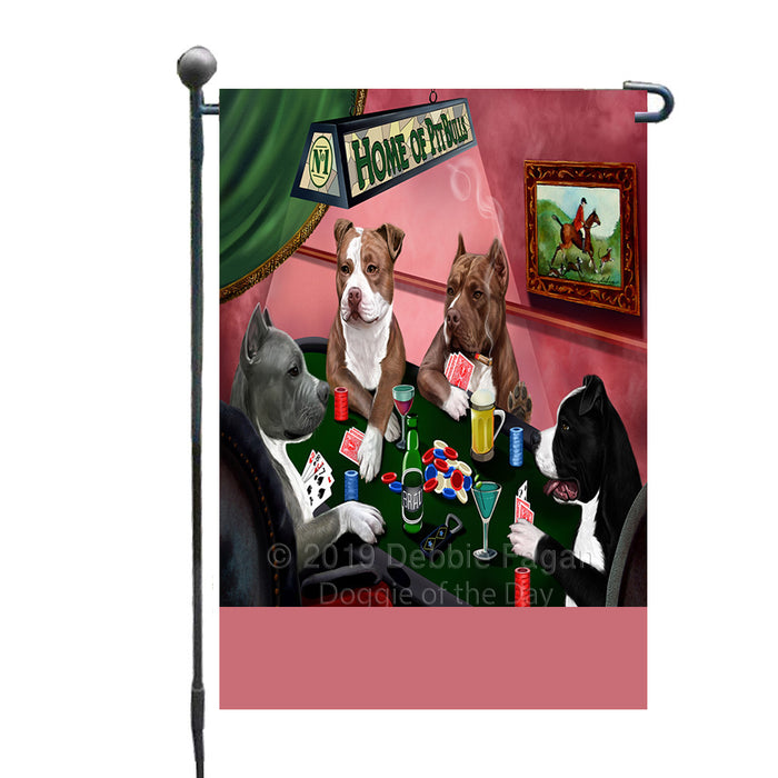 Personalized Home of Pit Bull Dogs Four Dogs Playing Poker Custom Garden Flags GFLG-DOTD-A60284