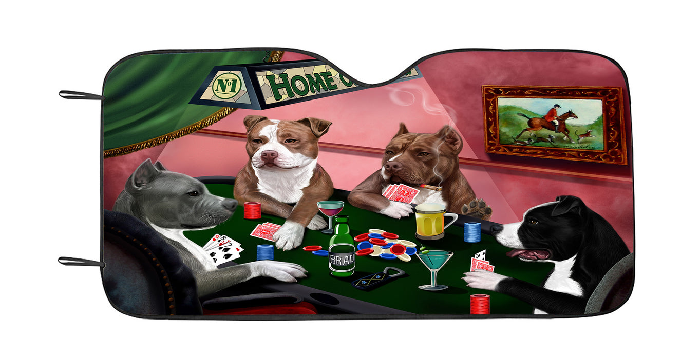 Home of  Pit Bull Dogs Playing Poker Car Sun Shade