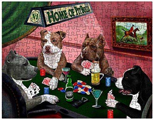 Pit Bull Dogs Playing Poker 500 Pc. Puzzle with Photo Tin