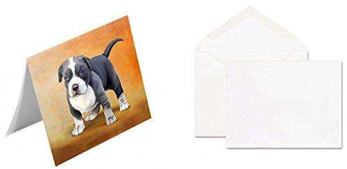 Pit Bull Puppies Blue Dog Handmade Artwork Assorted Pets Greeting Cards and Note Cards with Envelopes for All Occasions and Holiday Seasons