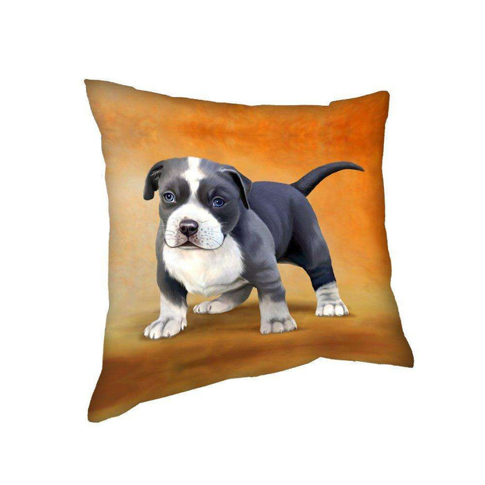 Pit Bull Puppies Blue Dog Throw Pillow