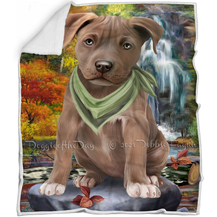 Scenic Waterfall Pit Bull Dog Blanket BLNKT84045