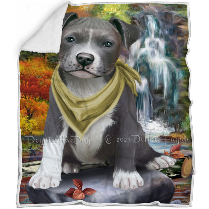 Scenic Waterfall Pit Bull Dog Blanket BLNKT84054