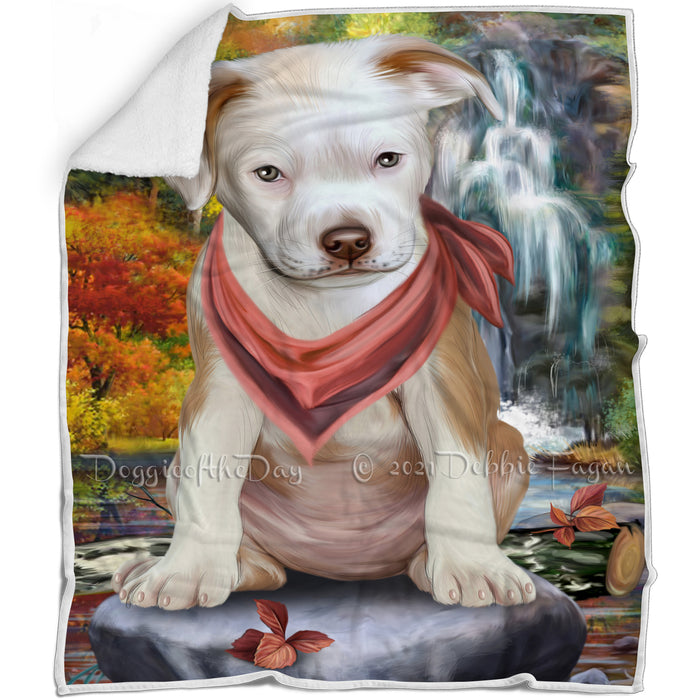Scenic Waterfall Pit Bull Dog Blanket BLNKT84063