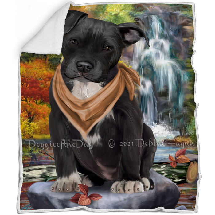 Scenic Waterfall Pit Bull Dog Blanket BLNKT84072