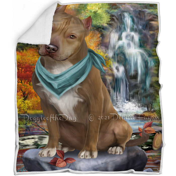 Scenic Waterfall Pit Bull Dog Blanket BLNKT84081