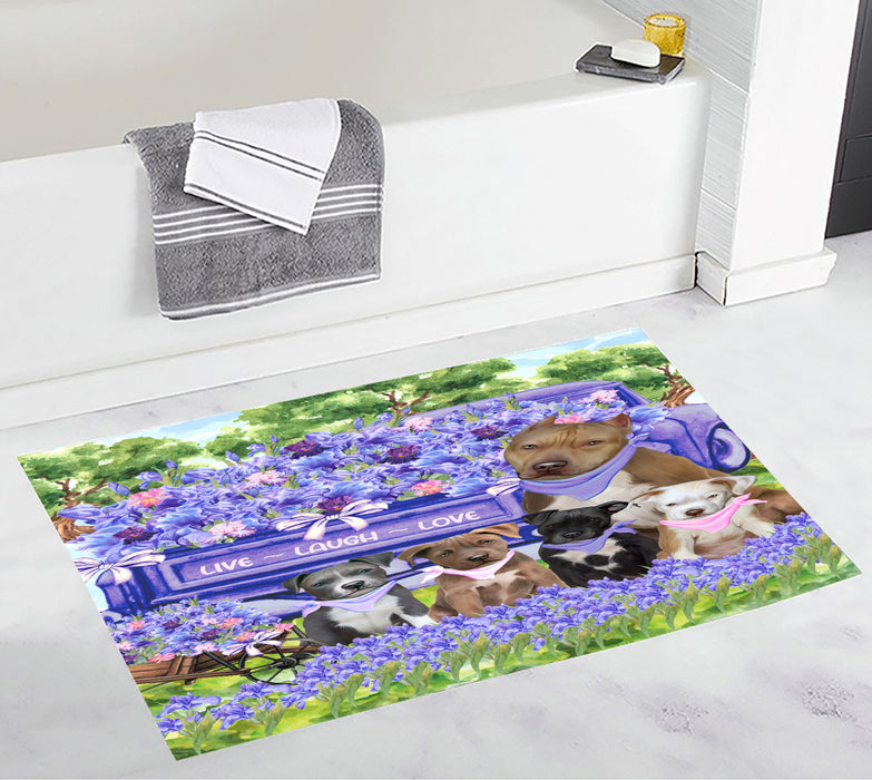 Pit Bull Custom Bath Mat, Explore a Variety of Personalized Designs, Anti-Slip Bathroom Pet Rug Mats, Dog Lover's Gifts
