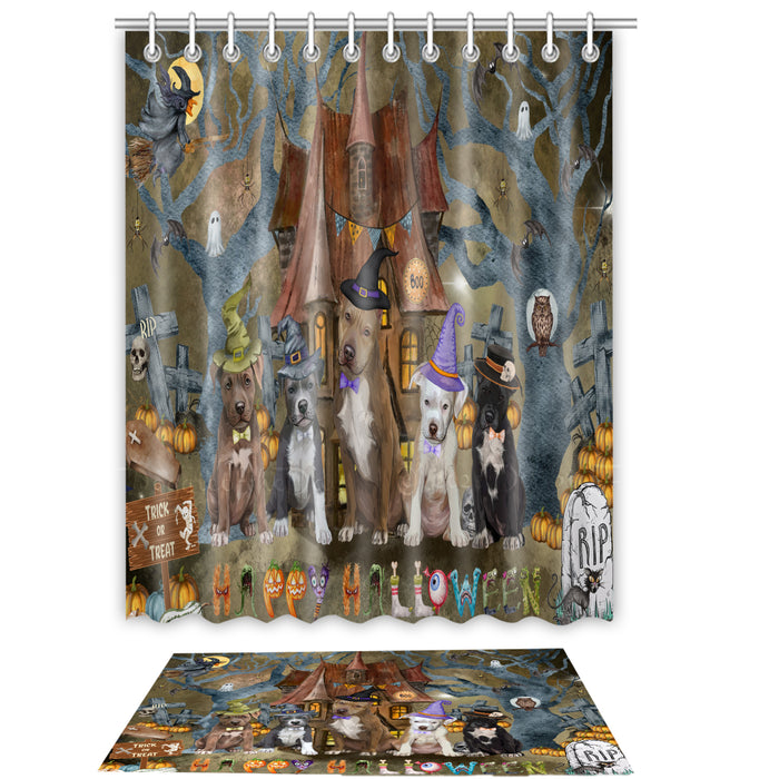 Pit Bull Shower Curtain & Bath Mat Set - Explore a Variety of Custom Designs - Personalized Curtains with hooks and Rug for Bathroom Decor - Dog Gift for Pet Lovers
