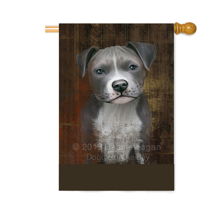 Personalized Rustic Pit Bull Dog Custom House Flag FLG64659