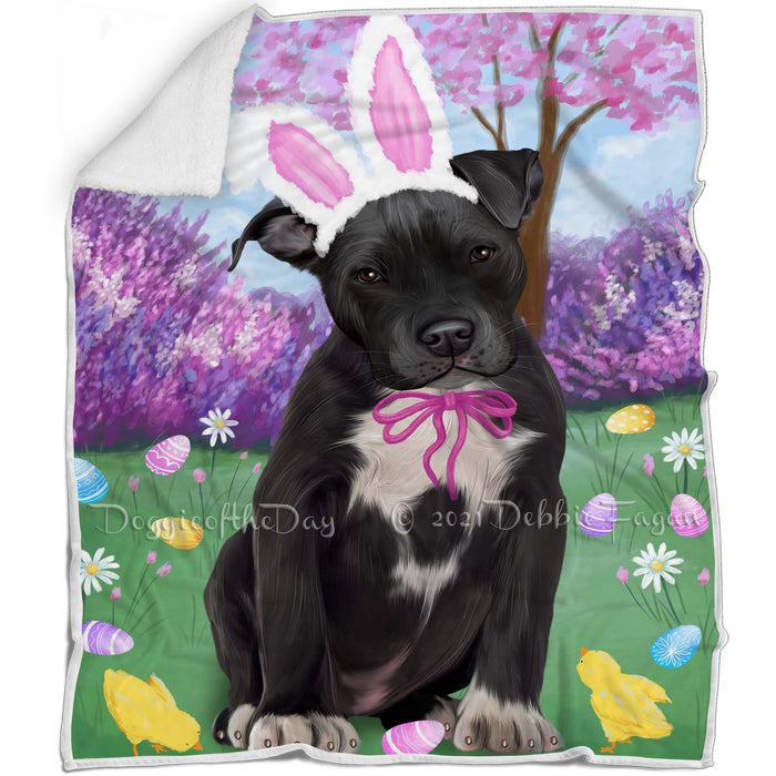 Pit Bull Dog Easter Holiday Blanket BLNKT59682