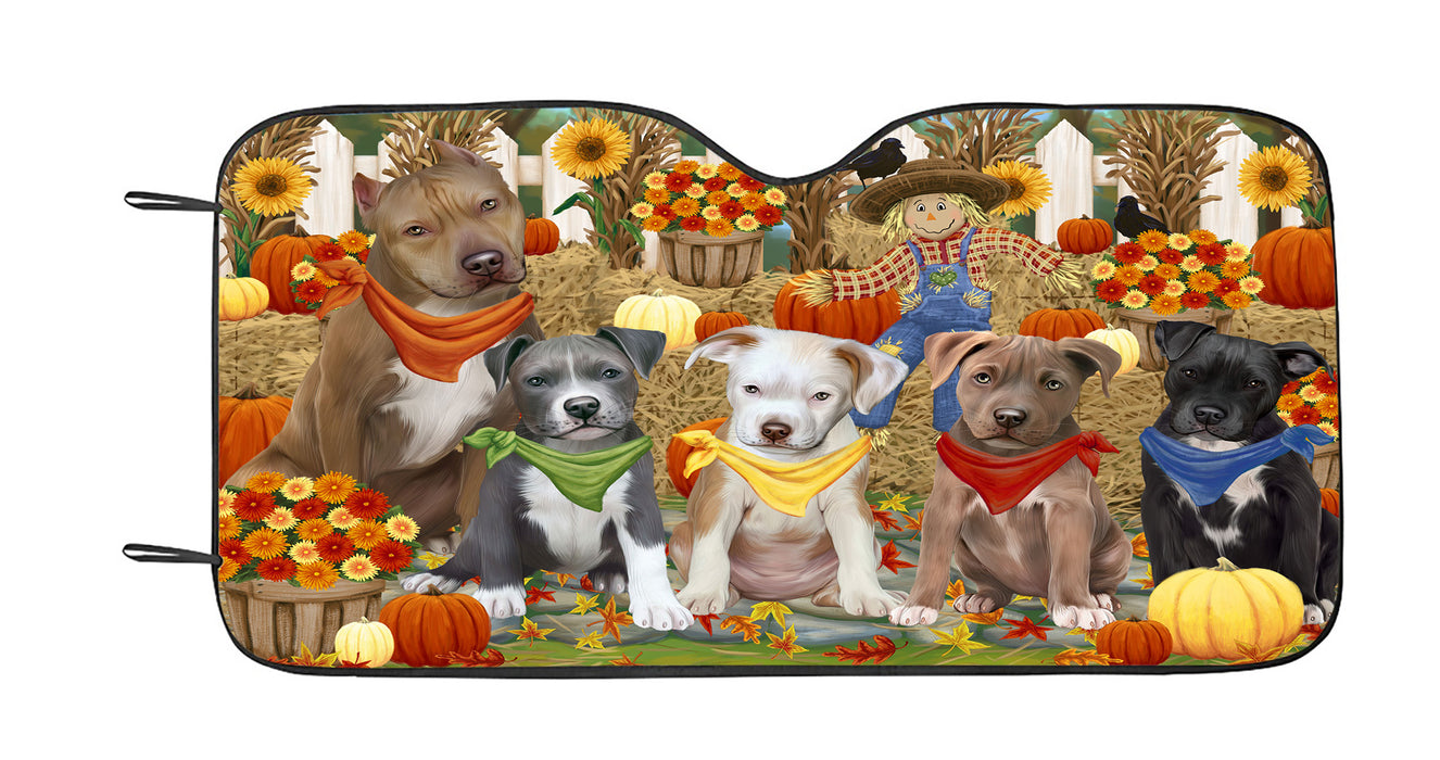 Fall Festive Harvest Time Gathering Pit Bull Dogs Car Sun Shade