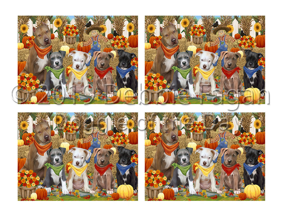 Fall Festive Harvest Time Gathering Pit Bull Dogs Placemat