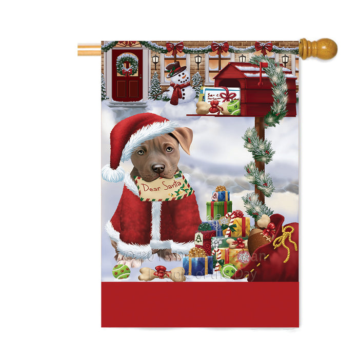 Personalized Happy Holidays Mailbox Pit Bull Dog Christmas Custom House Flag FLG-DOTD-A60013