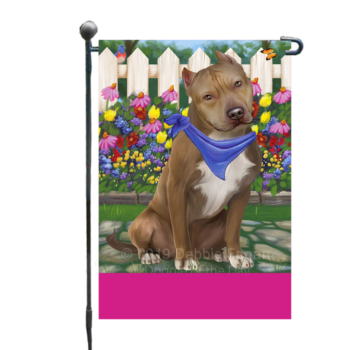 Personalized Spring Floral Pit Bull Dog Custom Garden Flags GFLG-DOTD-A62936