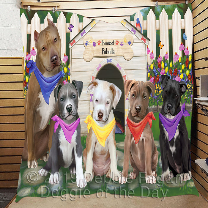 Spring Dog House Pit Bull Dogs Quilt