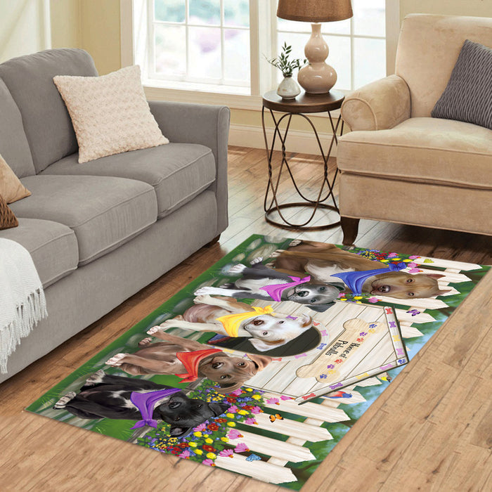 Spring Dog House Pit Bull Dogs Area Rug