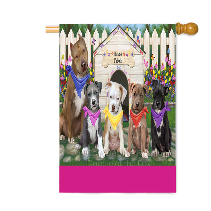 Personalized Spring Dog House Pit Bull Dogs Custom House Flag FLG-DOTD-A62993