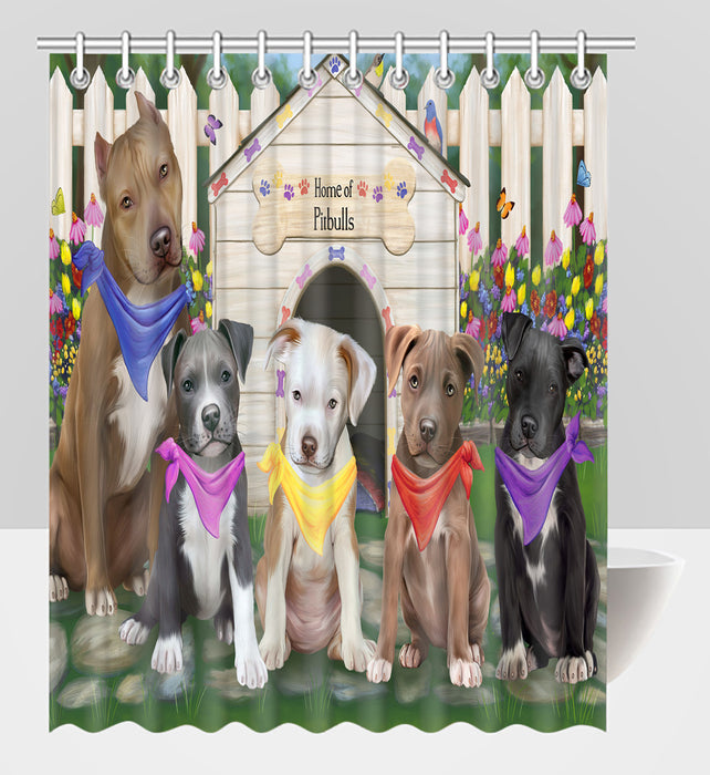 Spring Dog House Pit Bull Dogs Shower Curtain