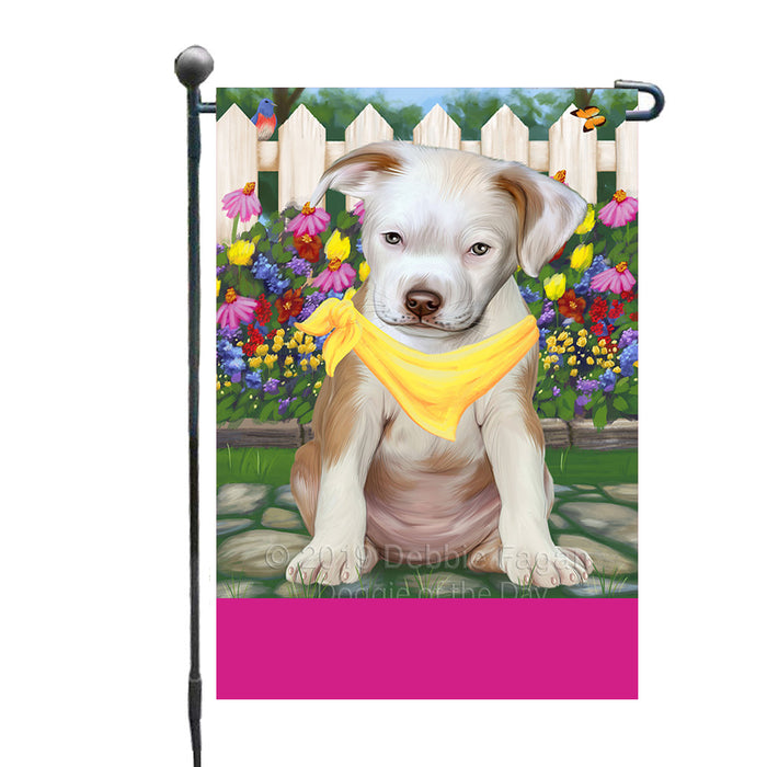 Personalized Spring Floral Pit Bull Dog Custom Garden Flags GFLG-DOTD-A62938