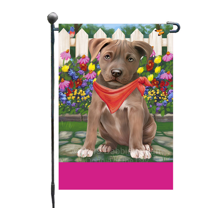 Personalized Spring Floral Pit Bull Dog Custom Garden Flags GFLG-DOTD-A62939