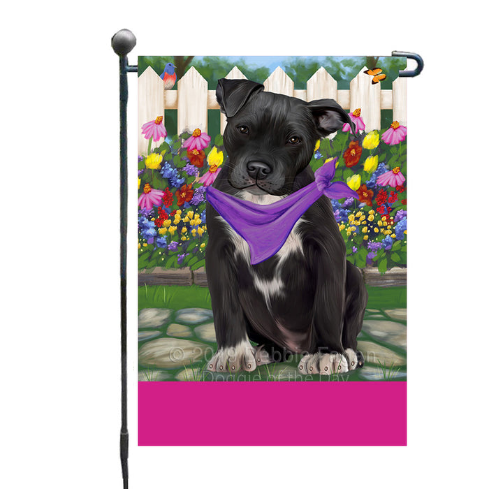 Personalized Spring Floral Pit Bull Dog Custom Garden Flags GFLG-DOTD-A62940